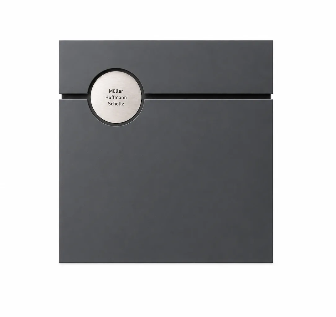Briefkasten Letterman 6 rund – Anthrazit (RAL 7016) mit Gratis Gravur & LED-Beleuchtung
